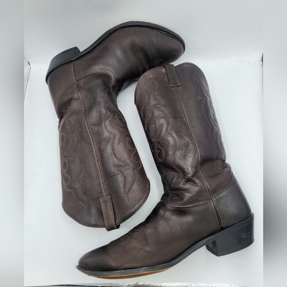 OLD WEST Mens Western Brown Leather Cowboy Boots SCM3051 Size 13 EE main image 13